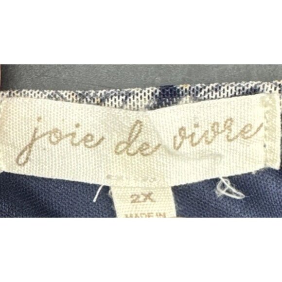 Joie de Vivre Blue Beige Floral Sheer Lined Flowy Flutter Sleeve Blouse Top 2X - Picture 5 of 9